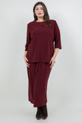 Vikki Vi Jersey Bordeaux 3/4 Sleeve Top