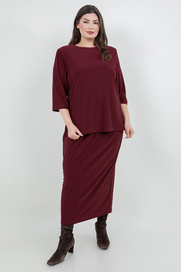 Vikki Vi Jersey Bordeaux 3/4 Sleeve Top