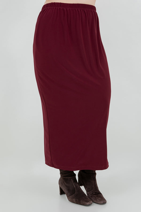 Vikki Vi Jersey Bordeaux Straight Maxi Skirt