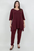 Vikki Vi Jersey Bordeaux Slim Leg Pant