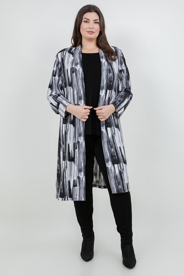 Vikki Vi Jersey Brushstroke Long Sleeve Kimono Duster