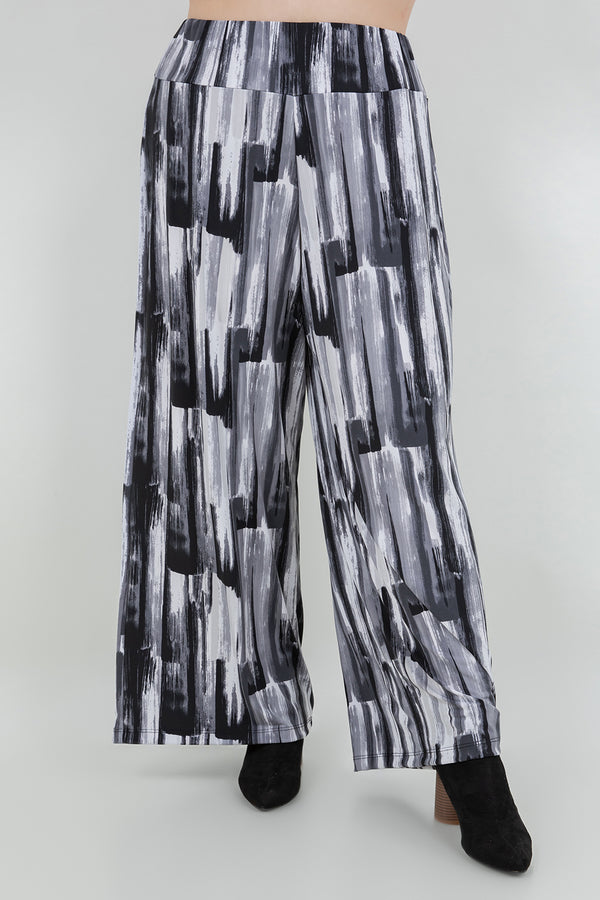 Vikki Vi Jersey Brushstroke Wide Leg Pant