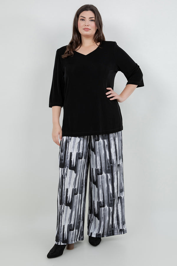 Pants Vikki Vi Jersey Brushstroke Wide Leg Pant