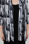 Vikki Vi Jersey Brushstroke 3/4 Sleeve Kimono Jacket