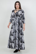 Vikki Vi Jersey Brushstroke Faux Wrap Maxi Dress