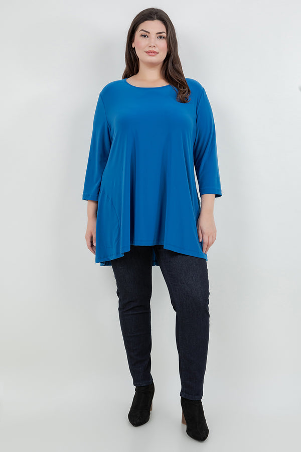 Tops Vikki Vi Jersey Azure 2 Pocket Swing Tunic