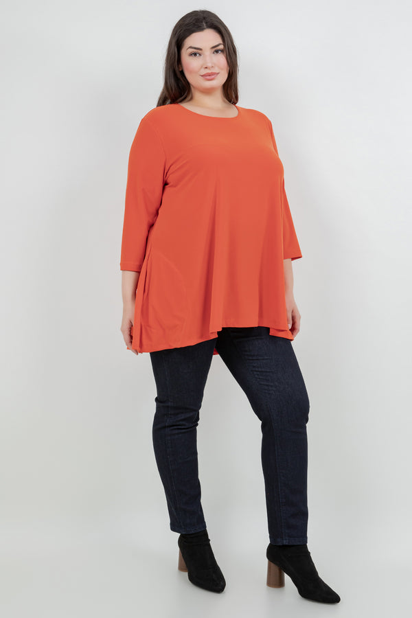 Tops Vikki Vi Jersey Persimmon 2 Pocket Swing Tunic