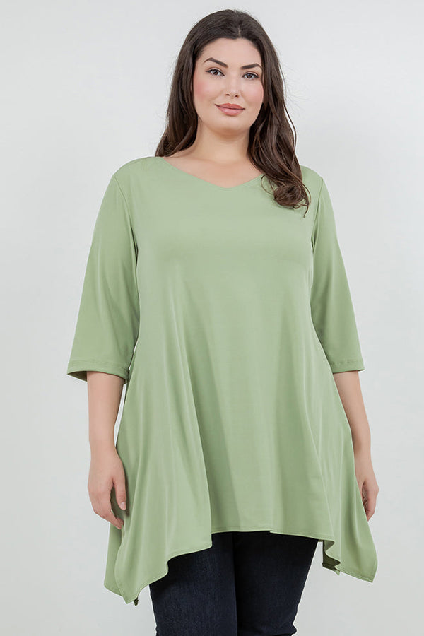 Vikki Vi Jersey Pistachio Handkerchief Tunic