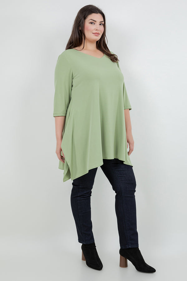 Vikki Vi Jersey Pistachio Handkerchief Tunic
