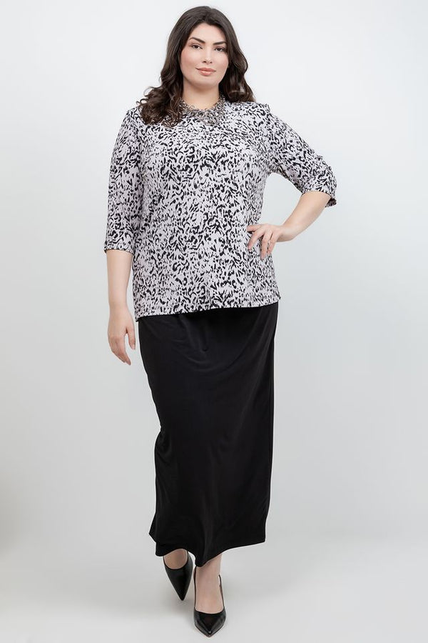 Vikki Vi Jersey Dust Cheetah 3/4 Sleeve Top