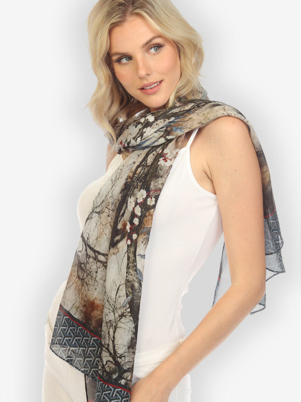 Blossom Sakura Tree Silk Scarf