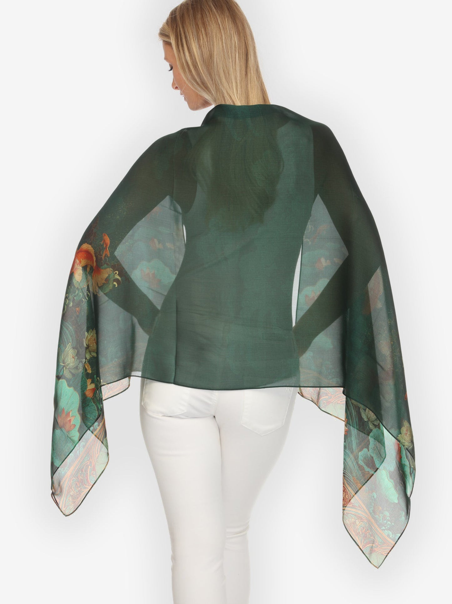 Silk Scarf Koi Fish Sea Wave Silk Scarf
