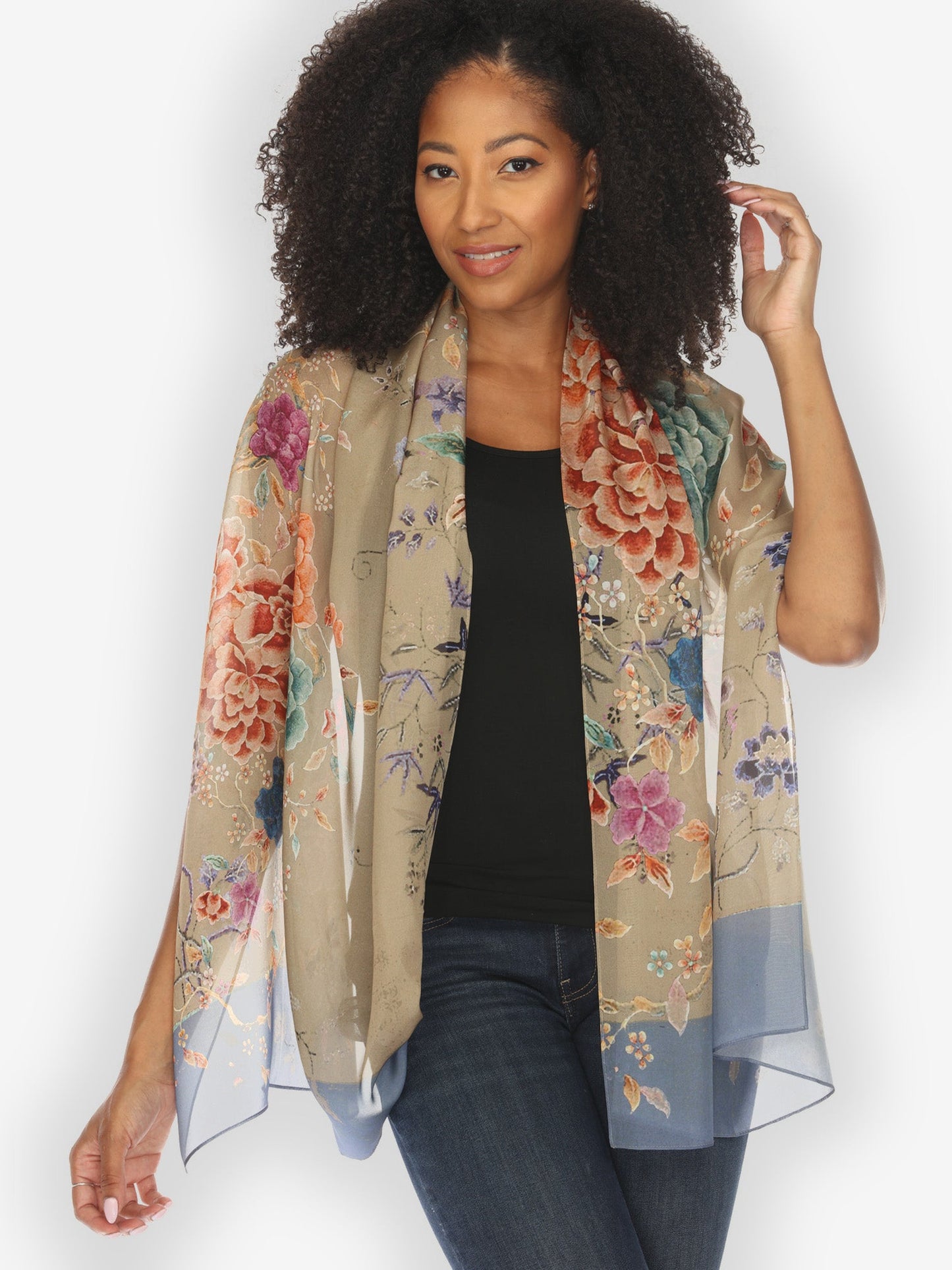 Scarf Queenly Radiant Cham in Sand Colorway Silk Scarf