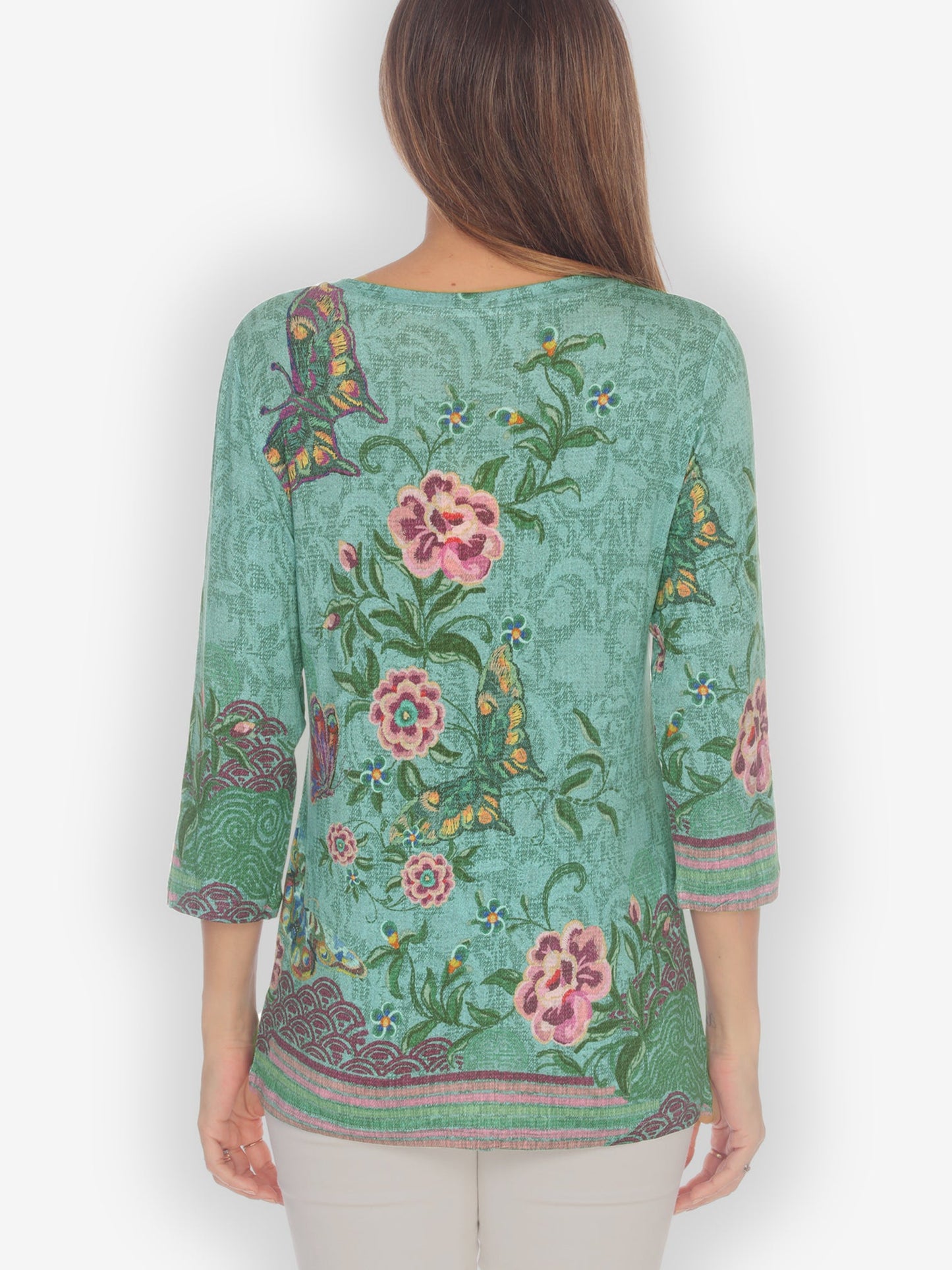 Tops Embroidery Flying Butterfly Exclusive Tee