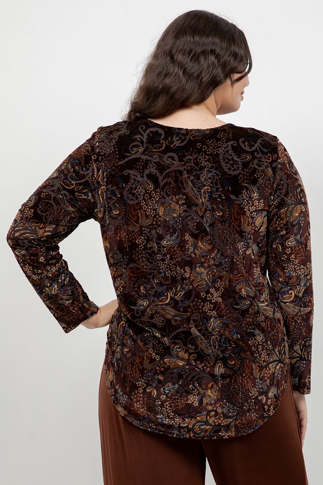Karen Kane 3/4 Sleeve Velvet Paisley Tunic