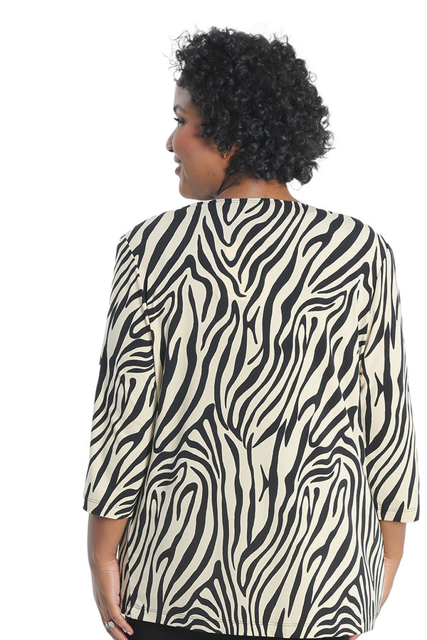 Vikki Vi Jersey Ivory Zebra Cardigan