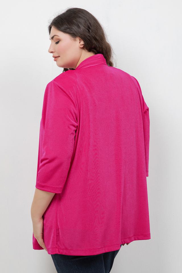 Jackets Vikki Vi Silky Classic Magenta 3/4 Sleeve Kimono Jacket