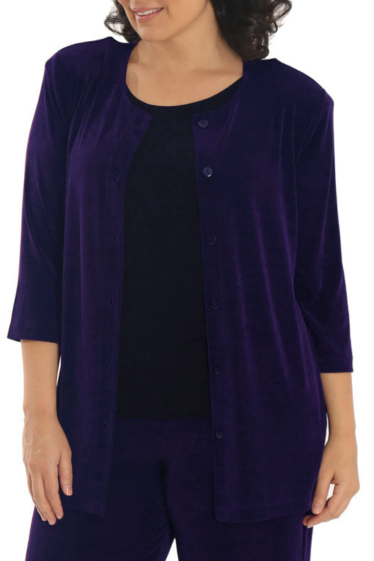 Jackets Vikki Vi Classic Black Plum 3/4 Sleeve Cardigan