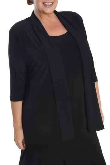 Kasseluno ブラック ジャケット サイズ4 Vikki Vi Jersey Black 3/4 Sleeve Kimono Jacket – PlusbyDesign.com