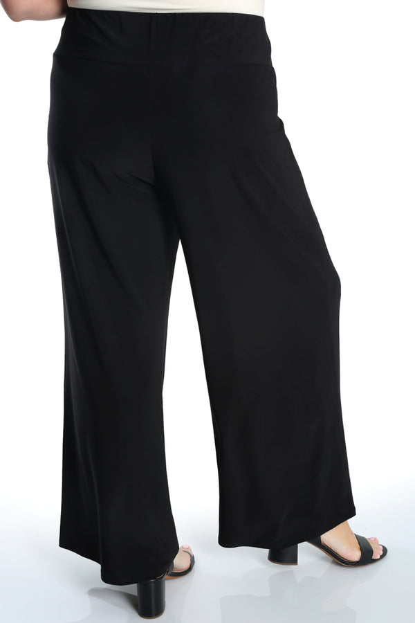 Vikki Vi Jersey Black Wide Leg Pull on Pant