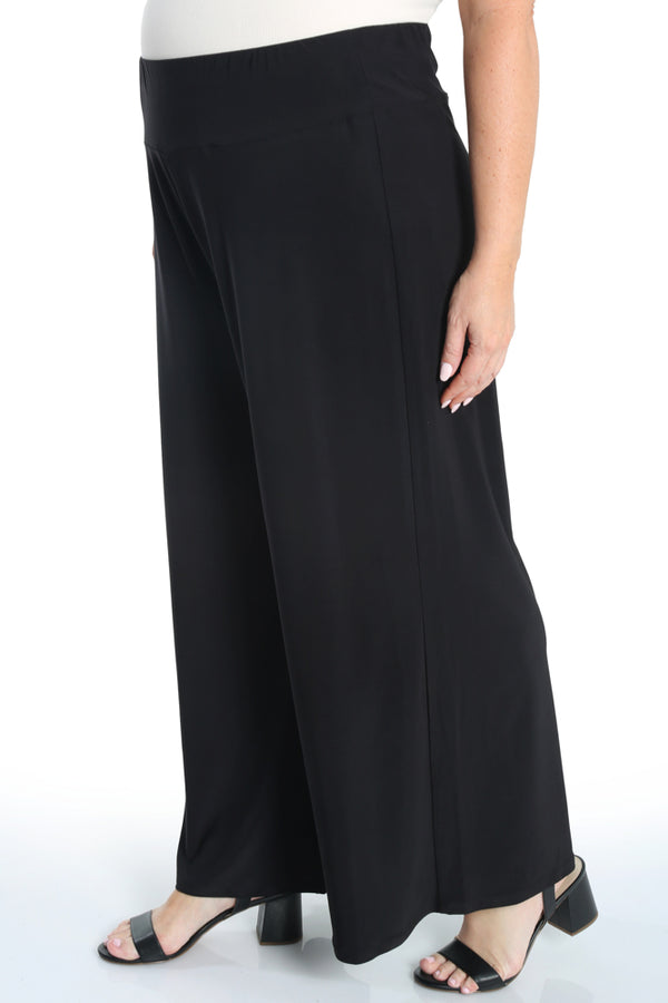 Vikki Vi Jersey Black Wide Leg Pull on Pant