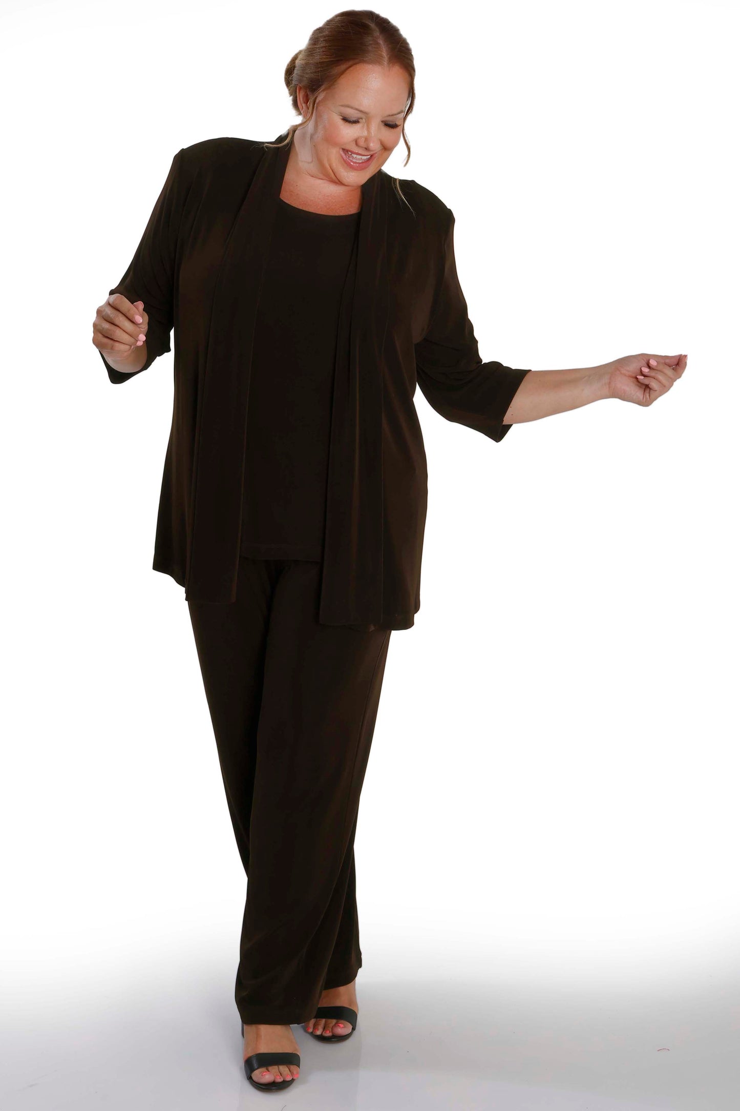 Jackets Vikki Vi Classic Chocolate 3/4 Sleeve Kimono Jacket