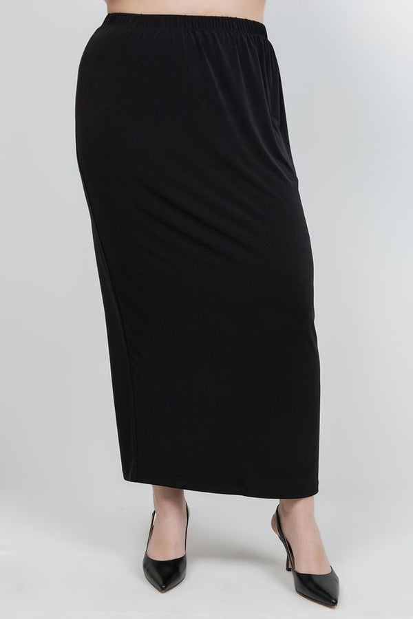 Vikki Vi Jersey Black Straight Maxi Skirt