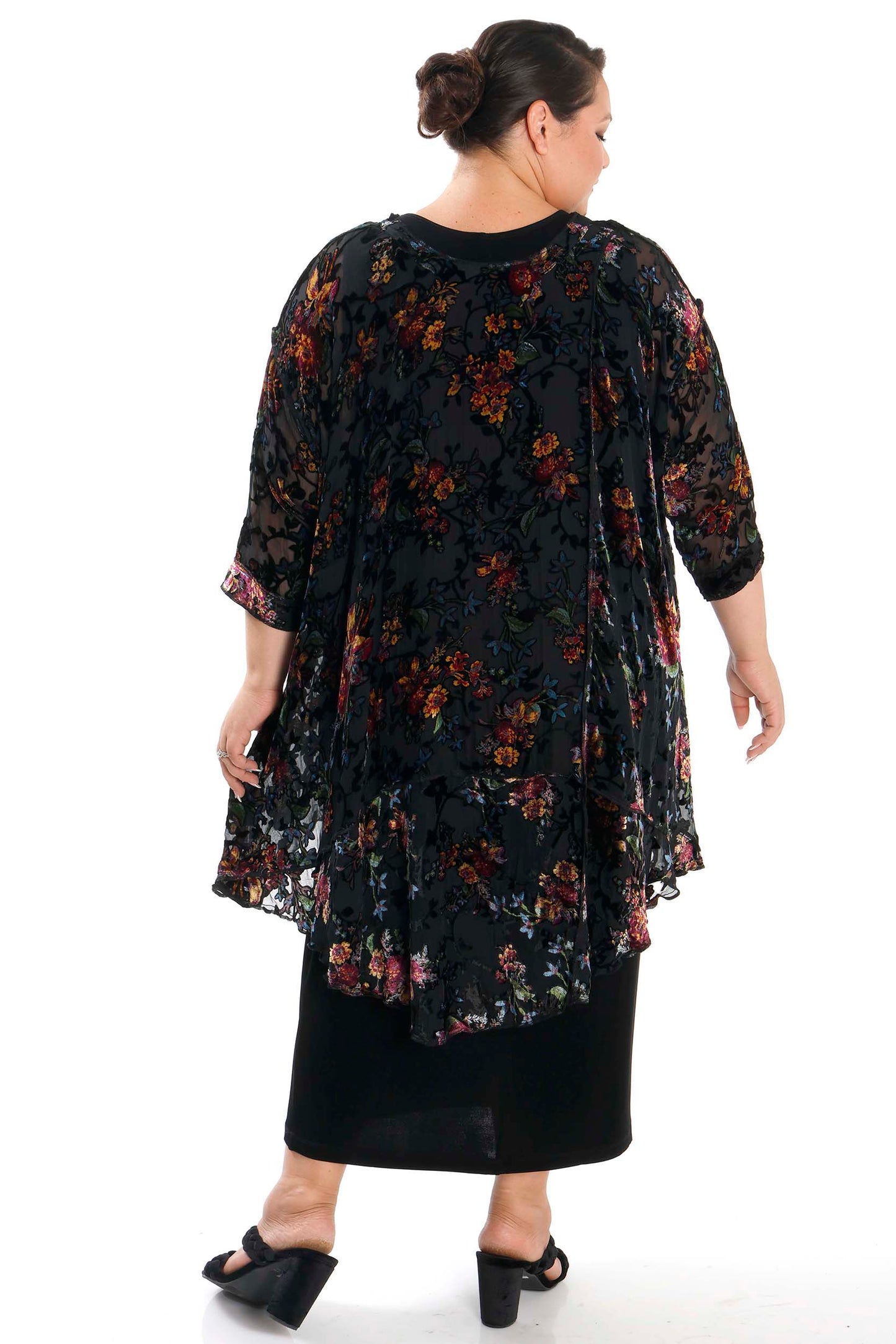 Tops Sterling Black Sheer and Velvet Floral Whisper Top