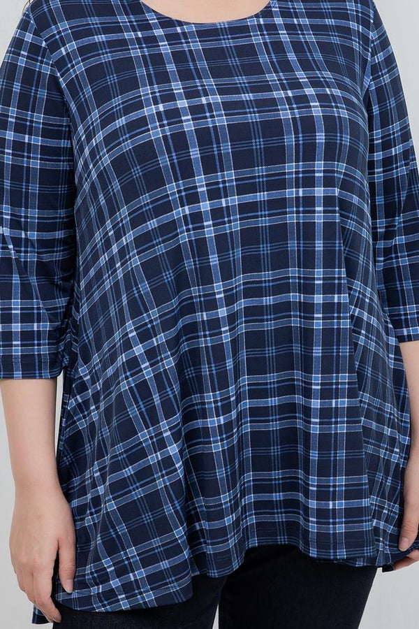 Vikki Vi Jersey Urban Plaid Pocket Swing Tunic