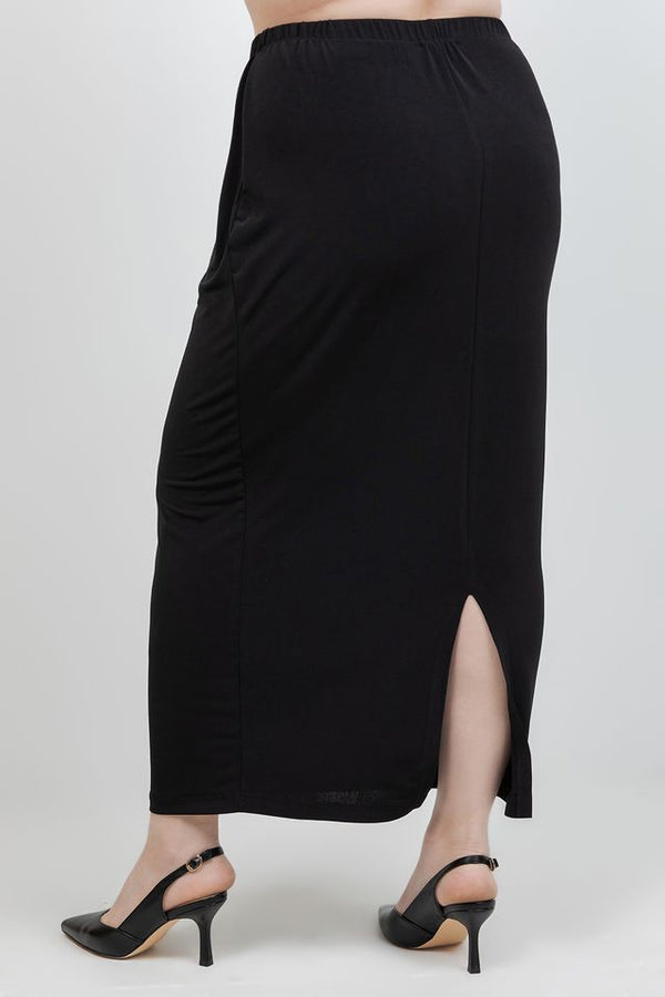 Vikki Vi Jersey Black Straight Maxi Skirt
