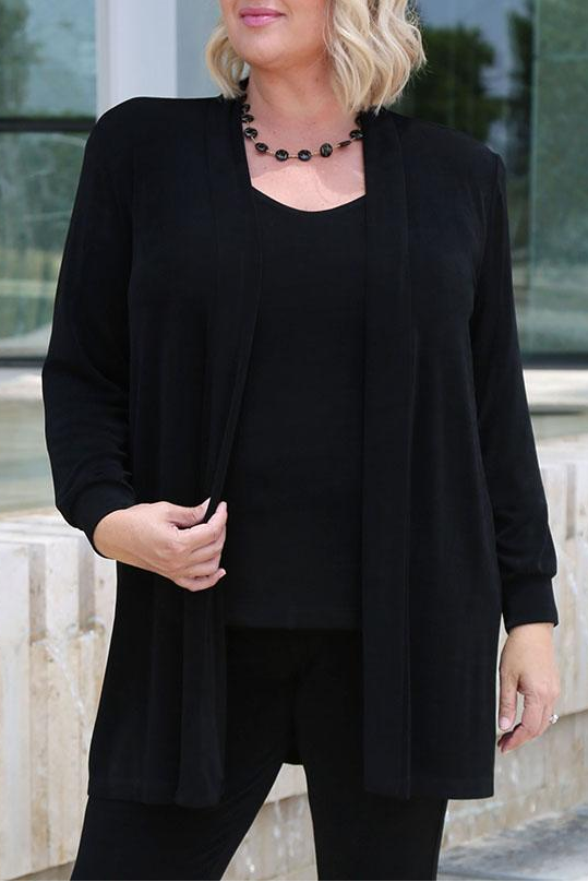 Vikki Vi Classic Black Long Kimono Jacket – PlusbyDesign.com