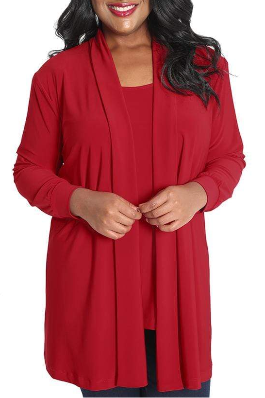 Vikki VI Jersey Red Long Kimono Jacket 4X