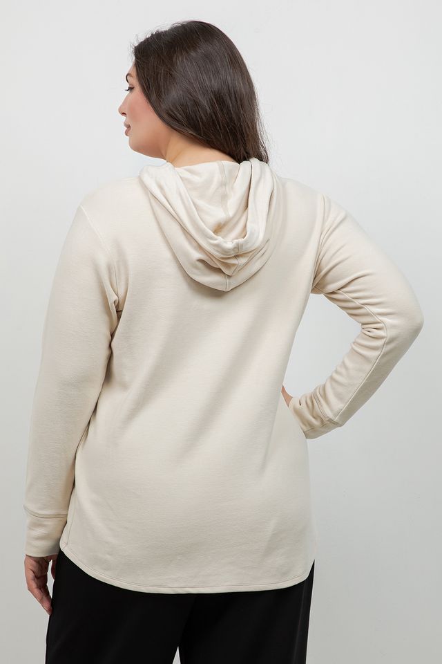 Karen Kane Ecru Layer Front Hoodie