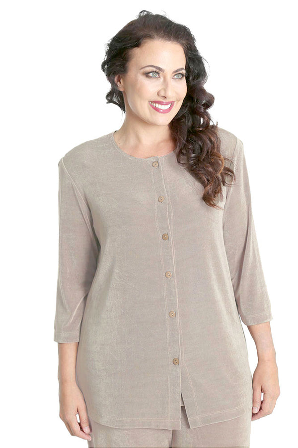 Vikki Vi Classic Sand 3/4 Sleeve Cardigan