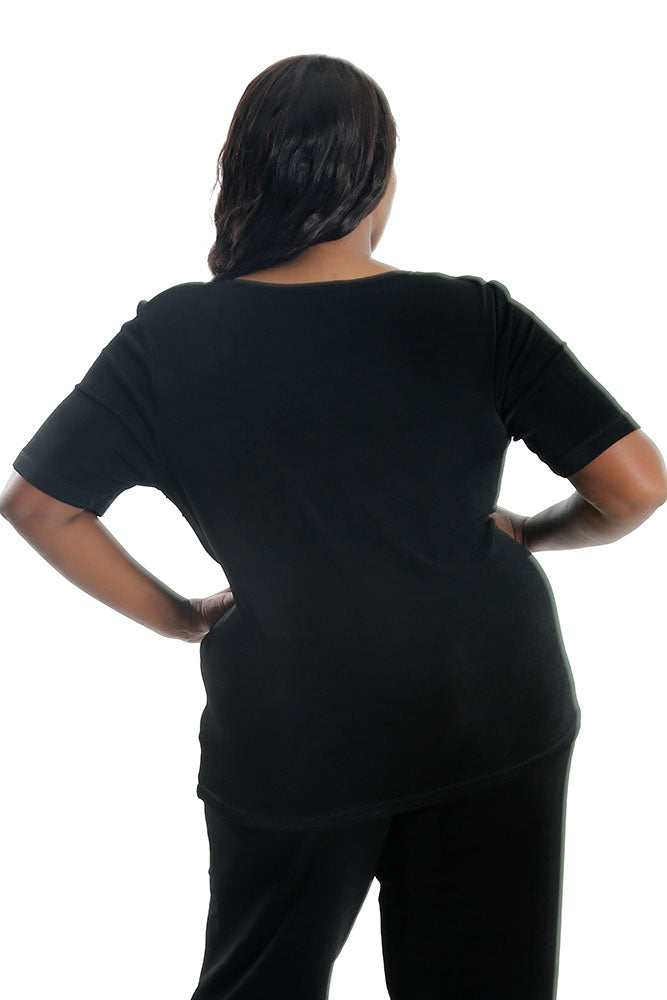 Tops Vikki Vi Classic Black Short Sleeve Top