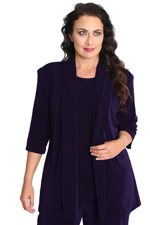 Vikki Vi Classic Black Plum 3/4 Sleeve Kimono Jacket