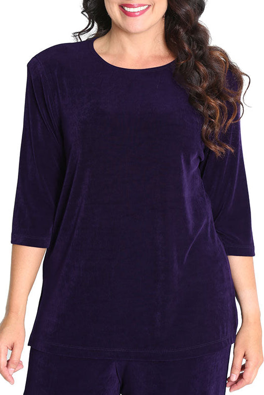 Tops Vikki Vi Classic Black Plum 3/4 Sleeve Top