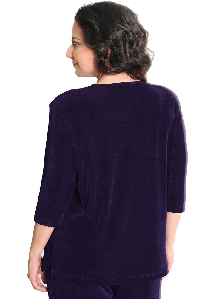 Tops Vikki Vi Classic Black Plum 3/4 Sleeve Top