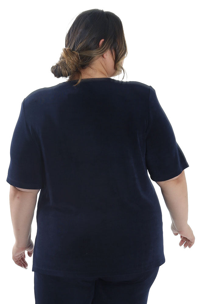 Tops Vikki Vi Classic Navy Short Sleeve Tunic