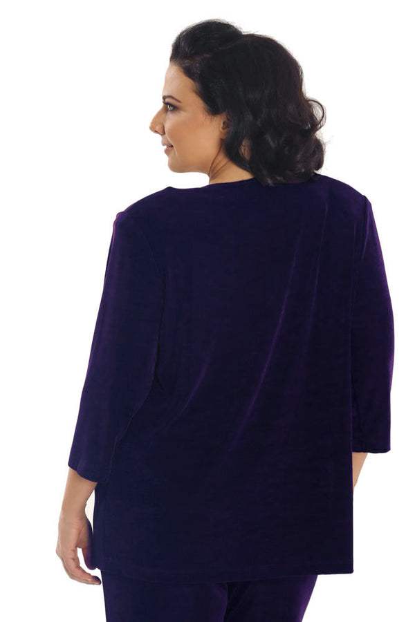 Jackets Vikki Vi Classic Black Plum 3/4 Sleeve Cardigan
