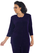 Jackets Vikki Vi Classic Black Plum 3/4 Sleeve Cardigan