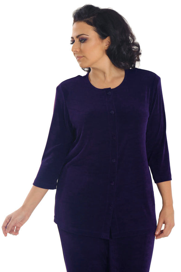 Jackets Vikki Vi Classic Black Plum 3/4 Sleeve Cardigan