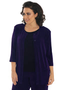 Vikki Vi Classic Black Plum 3/4 Sleeve Cardigan