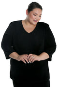 Vikki Vi Classic Black V-Neck 3/4 Sleeve Tunic