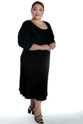 Vikki Vi Classic Black 3/4 Sleeve A-Line Dress