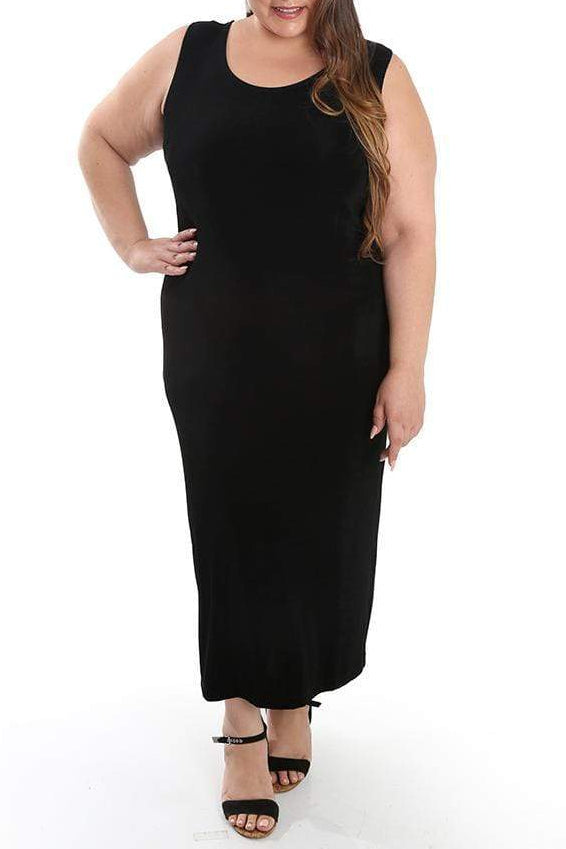 chinese dress ladies Vikki VI Classic Black Maxi Tank Dress 4X