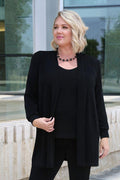 Jackets Vikki Vi Classic Black Long Kimono Jacket