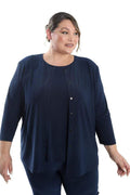 Jackets Vikki Vi Jersey Navy 3/4 Sleeve Cardigan