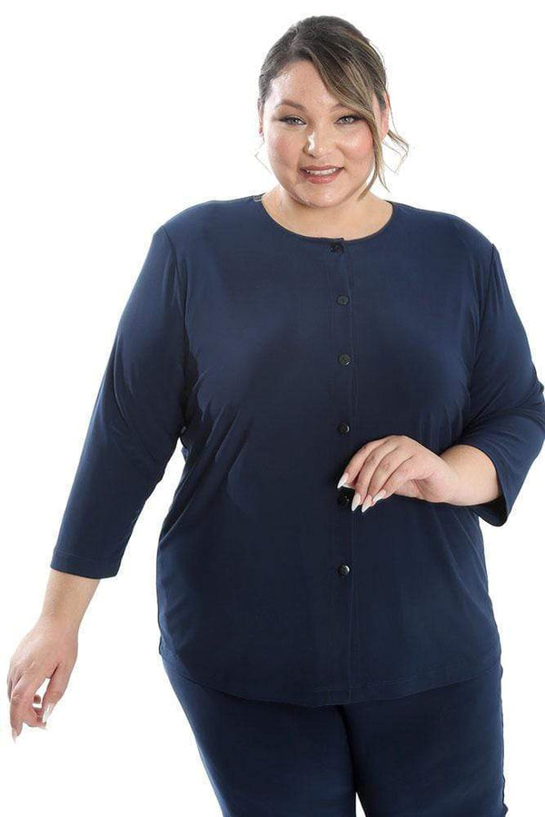 Jackets Vikki Vi Jersey Navy 3/4 Sleeve Cardigan