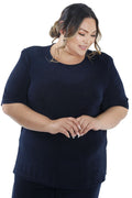 Tops Vikki Vi Classic Navy Short Sleeve Tunic